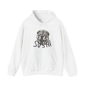 Sushi Dog Hoodie – Cute Bulldog Face Pullover with 'SUSHI' Text